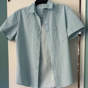 Men's Sky Blue Patterned Casual Shirt